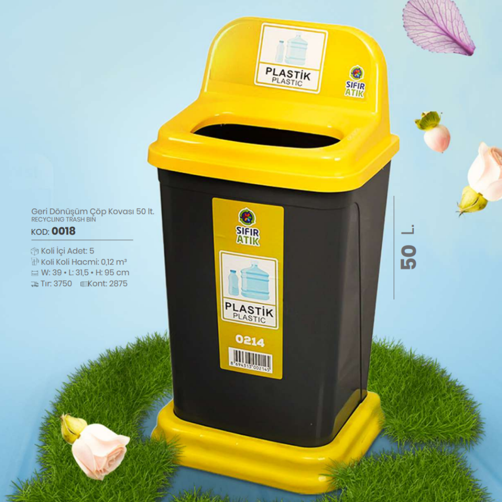 Papelera de basura de Reciclaje de 50 Litros