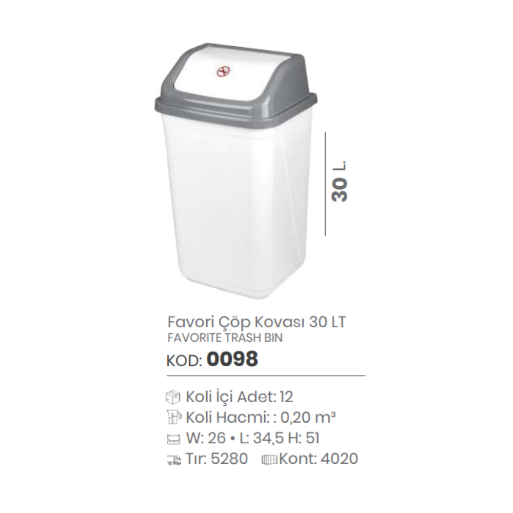 CUBO DE BASURA FAVORITO 30 LT