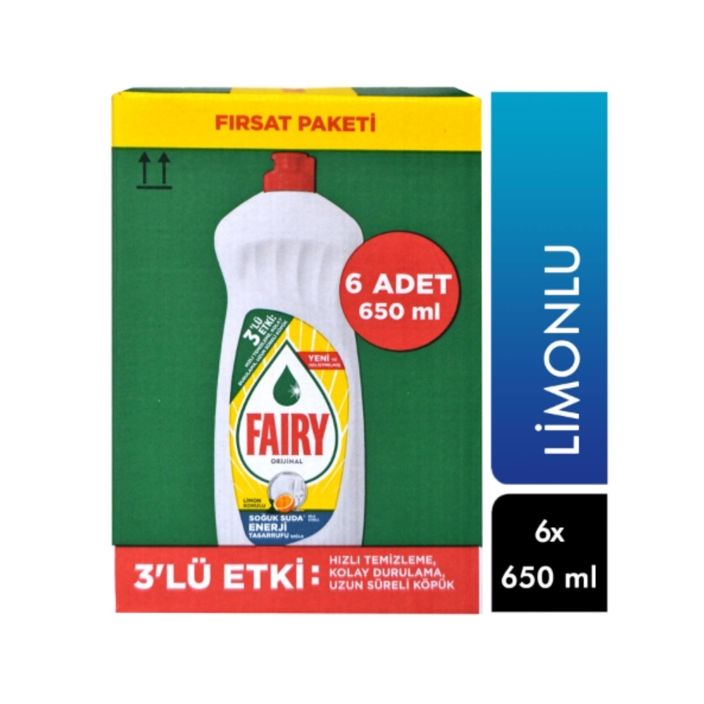 FAIRY DETERGENTE LAVAVAJILLAS LÍQUIDO 6X650 ML LIMÓN