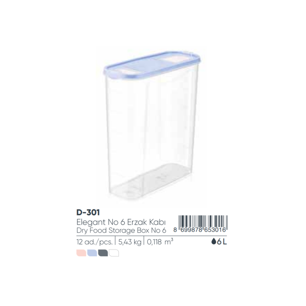 ELEGANTE ALMACENAMIENTO DE ALIMENTOS SECOS CAJA NO:6 6lt