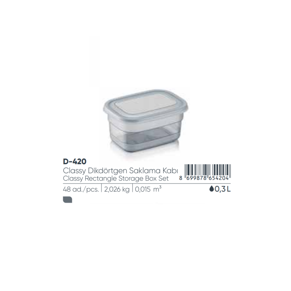 ELEGANTE CAJA DE ALMACENAMIENTO RECTANGULAR DE 0,3 LT