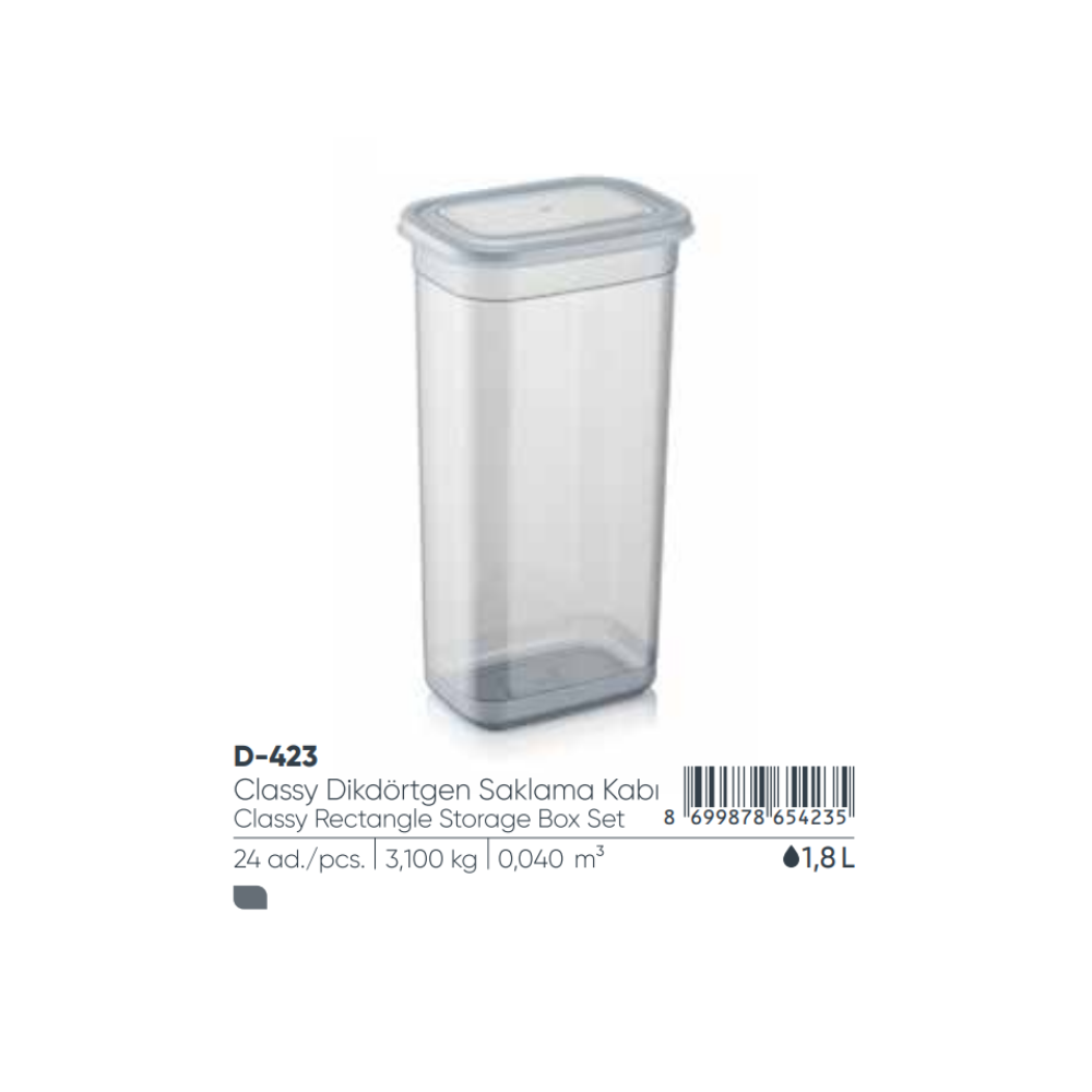 ELEGANTE CAJA DE ALMACENAMIENTO RECTANGULAR DE 1,8 LT