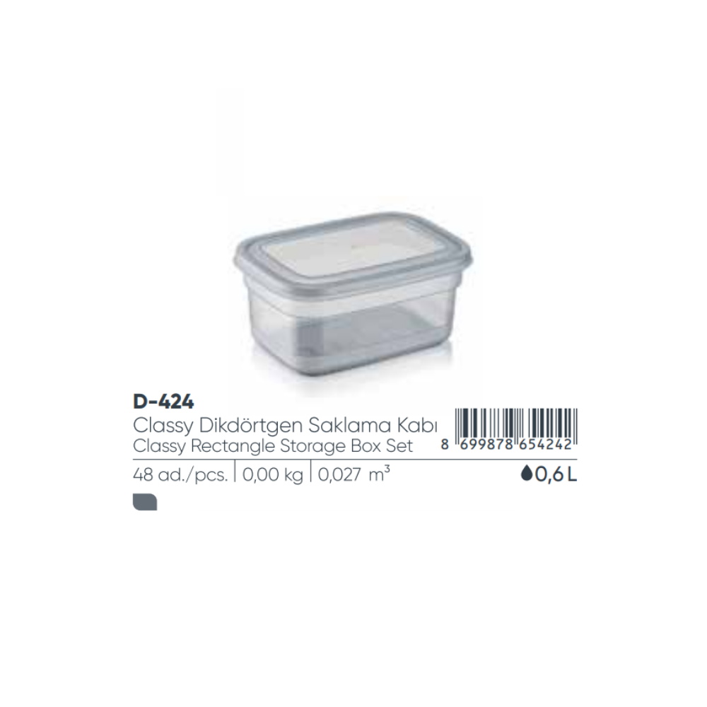ELEGANTE CAJA DE ALMACENAMIENTO RECTANGULAR DE 0,6 LT