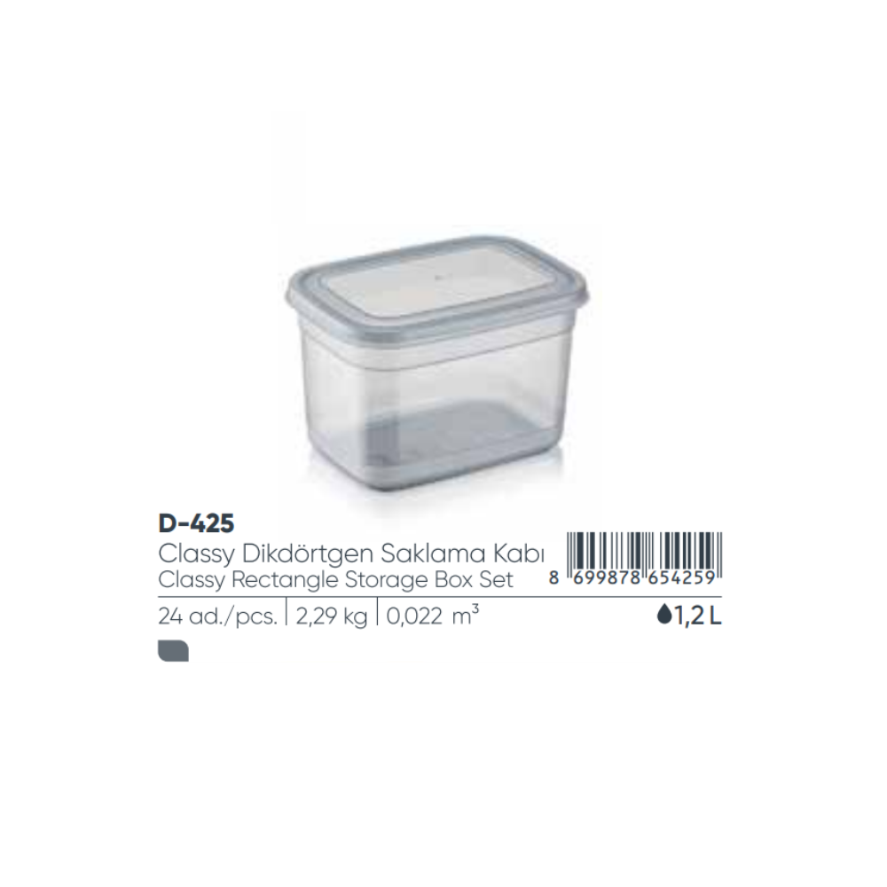 ELEGANTE CAJA DE ALMACENAMIENTO RECTANGULAR DE 1,2 LT