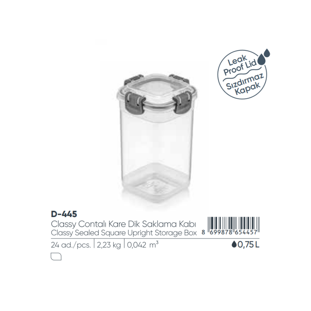 ELEGANTE CAJA DE ALMACENAMIENTO CUADRADA SELLADA DE 0,75 LT