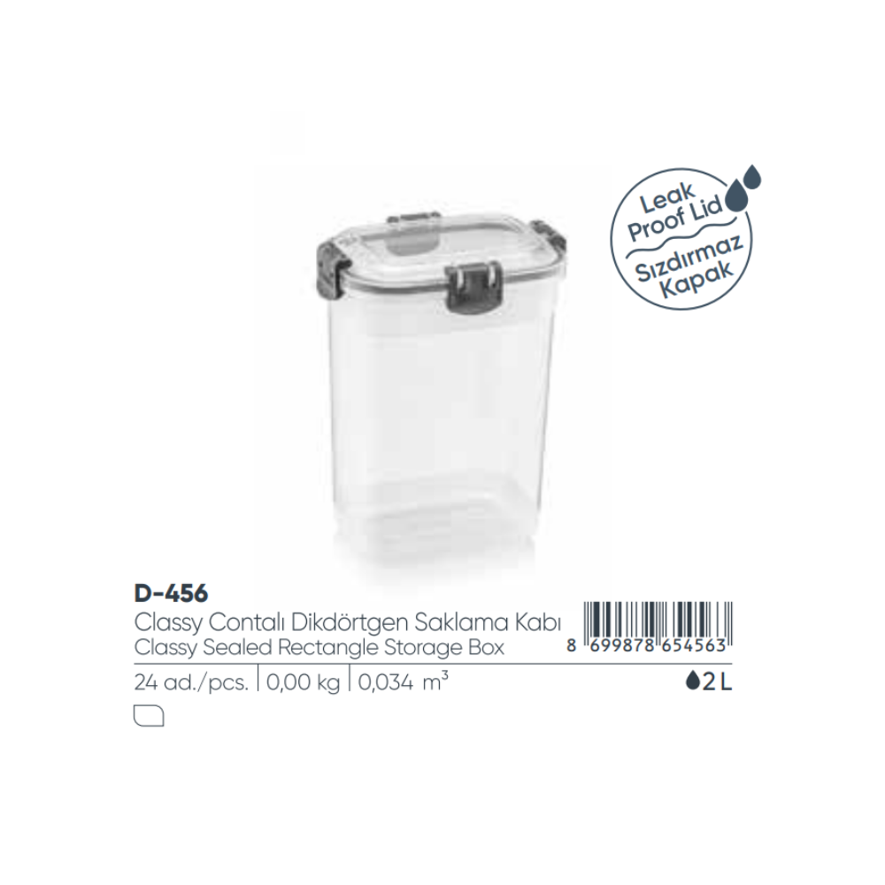 ELEGANTE CAJA DE ALMACENAMIENTO RECTANGULAR SELLADA 2.00 LT