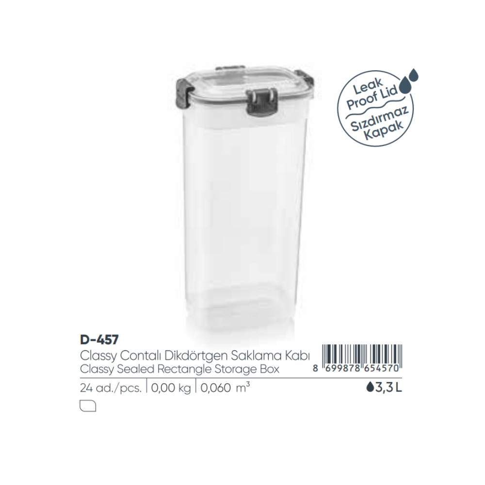ELEGANTE CAJA DE ALMACENAMIENTO RECTANGULAR SELLADA DE 3.3LT