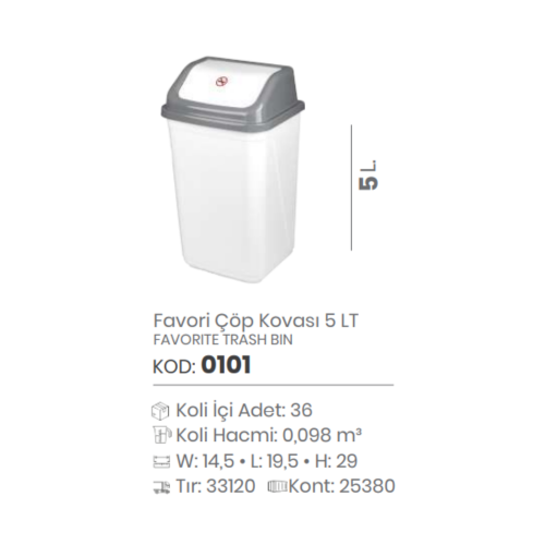 CUBO DE BASURA FAVORITO 5 LT