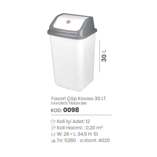CUBO DE BASURA FAVORITO 30 LT