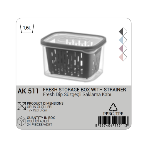 CAJA DE ALMACENAMIENTO FRESCO CON FILTRO (1,6 LT)
