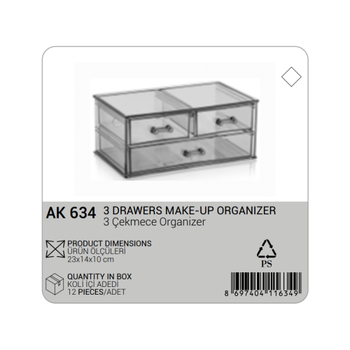 ORGANIZADOR TRIPLE DE COSMÉTICA