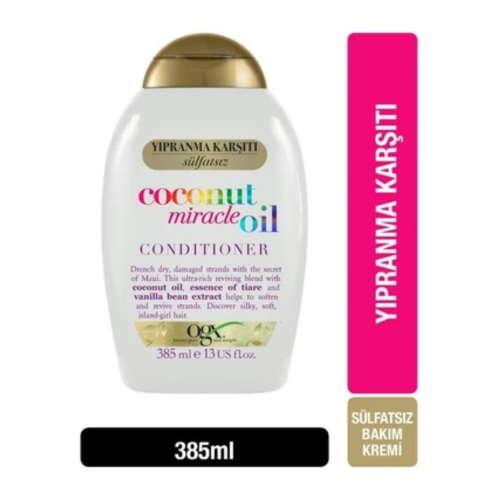 OGX CREMA DE CUIDADO DE ACEITE MILAGRO DE COCO ANTIDESGASTE 385ML