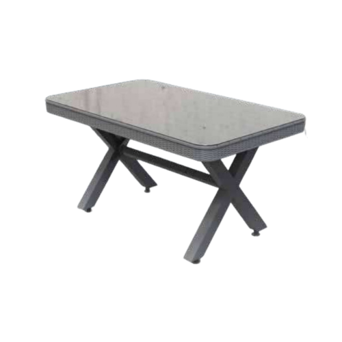 90 * 150 MESA VIDRIADA RADDAN DE PATAS CRUZADAS