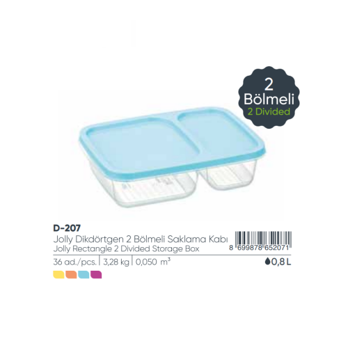 JOLLY 2 CAJA DE TRANSPARENTE DIVIDIDA 0,8 lt