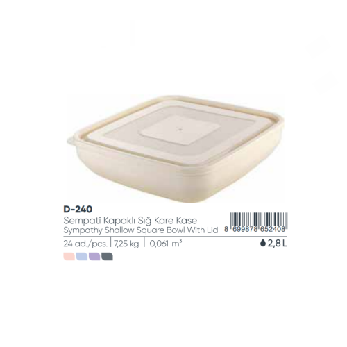 SYMPATHY CUENCO CUADRADO POCO PROFUNDO CON TAPA 2,80 lt