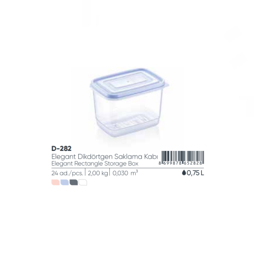 ELEGANTE CAJA DE ALMACENAJE RECTANGULAR 750 ml