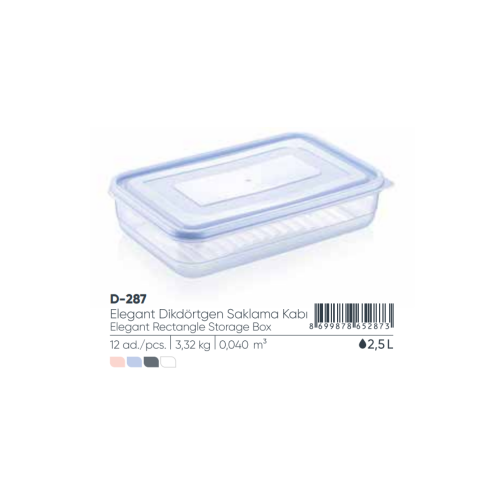 ELEGANTE CAJA DE ALMACENAMIENTO RECTANGULAR 2,5 lt