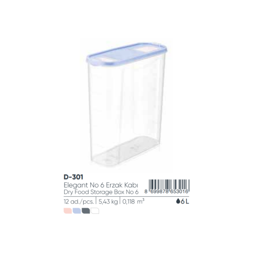 ELEGANTE ALMACENAMIENTO DE ALIMENTOS SECOS CAJA NO:6 6lt