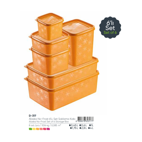 CAJA DE ALMACENAMIENTO ALASKA NO-FROST DE 6 PIEZAS