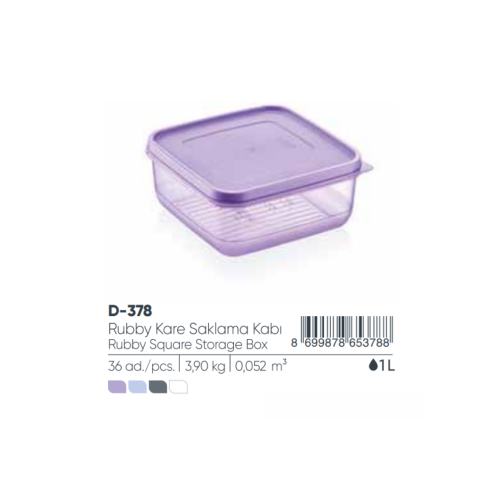 CAJA DE ALMACENAMIENTO RUBBY SQUARE 1000 ml