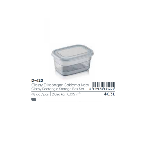 ELEGANTE CAJA DE ALMACENAMIENTO RECTANGULAR DE 0,3 LT
