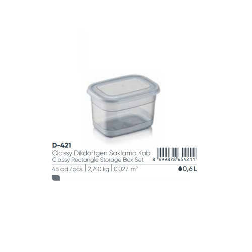 ELEGANTE CAJA DE ALMACENAMIENTO RECTANGULAR DE 0,6 LT