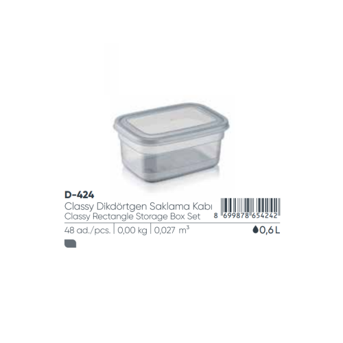 ELEGANTE CAJA DE ALMACENAMIENTO RECTANGULAR DE 0,6 LT