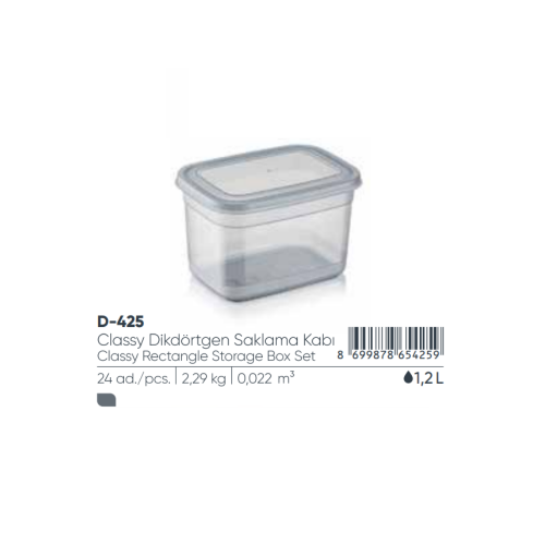 ELEGANTE CAJA DE ALMACENAMIENTO RECTANGULAR DE 1,2 LT