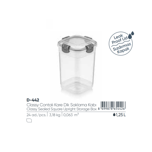 ELEGANTE CAJA DE ALMACENAMIENTO CUADRADA SELLADA DE 1,25 LT