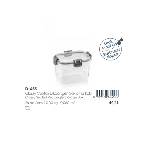 ELEGANTE CAJA DE ALMACENAMIENTO RECTANGULAR SELLADA1.2 LT