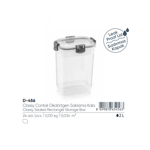 ELEGANTE CAJA DE ALMACENAMIENTO RECTANGULAR SELLADA 2.00 LT