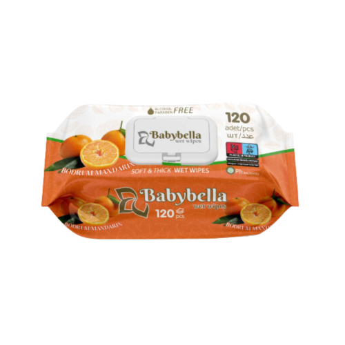 TOALLITAS HÚMEDAS BABYBELLA 120 PIEZAS (mandarina)