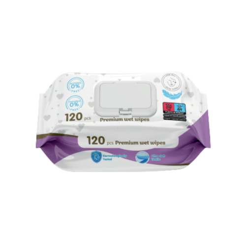 PRIVATE LABLE TOALLITAS HÚMEDAS 120 PIEZAS (MORADO)