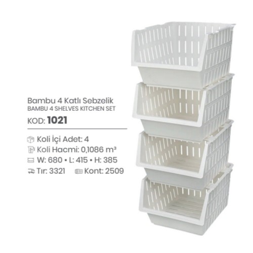JUEGO DE COCINA BAMBU 4 ESTANTES