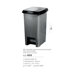 CUBO DE BASURA DE PEDAL DELGADO DE 15 LT. SIN CUBO INTERIOR