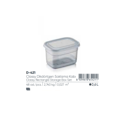 ELEGANTE CAJA DE ALMACENAMIENTO RECTANGULAR DE 0,6 LT